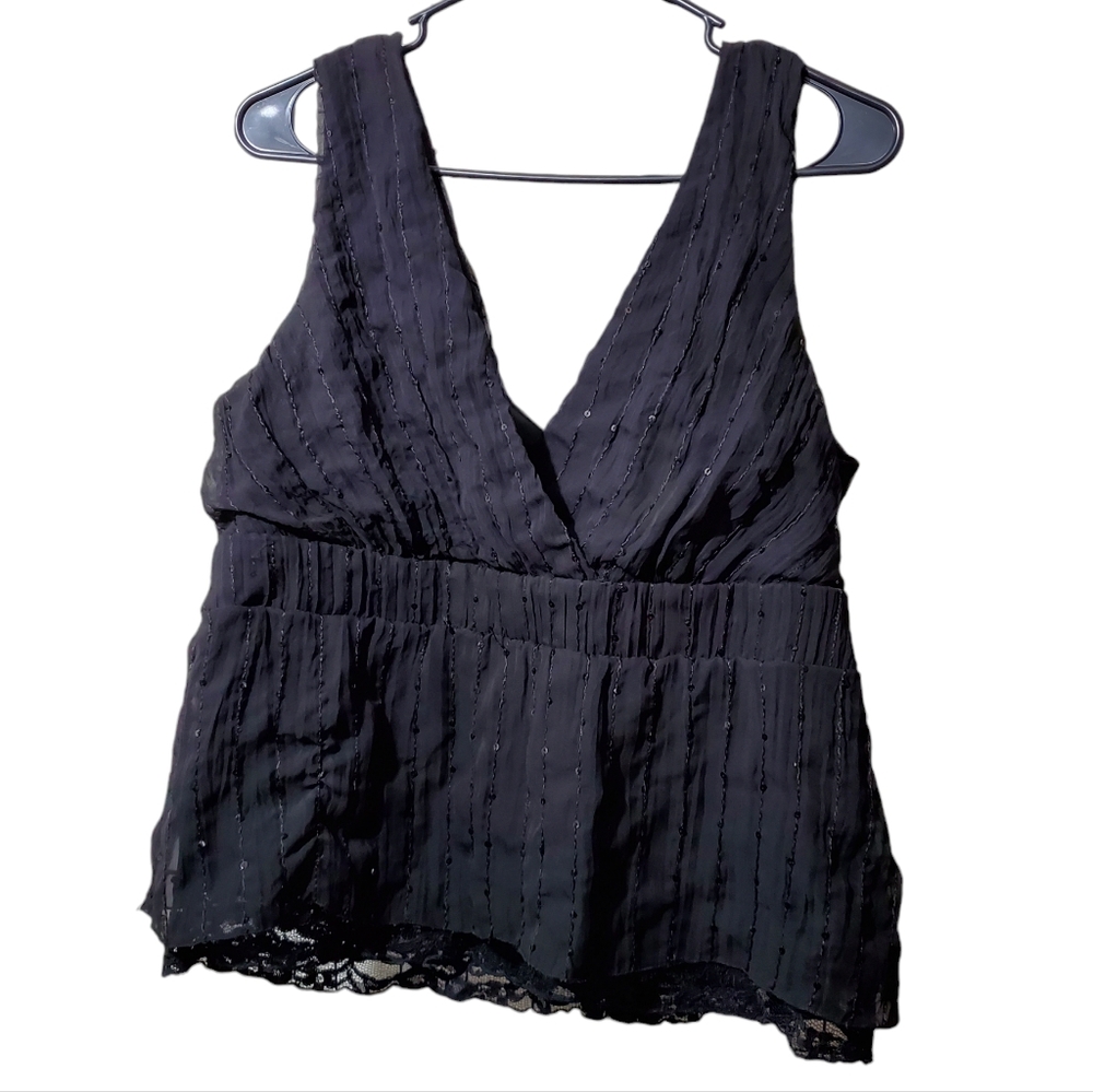 Studio 1940 black sequins top size 16